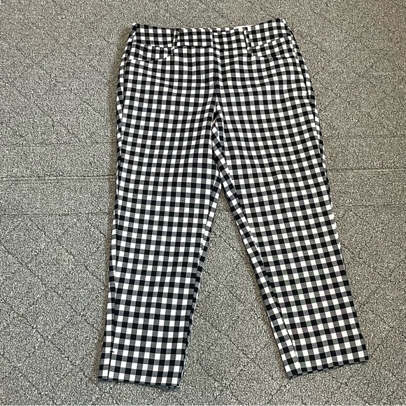 LOFT The Riviera Pant Marisa Fit Womens 00P Black Check Cropped Slim Stretch NWT - Picture 1 of 11